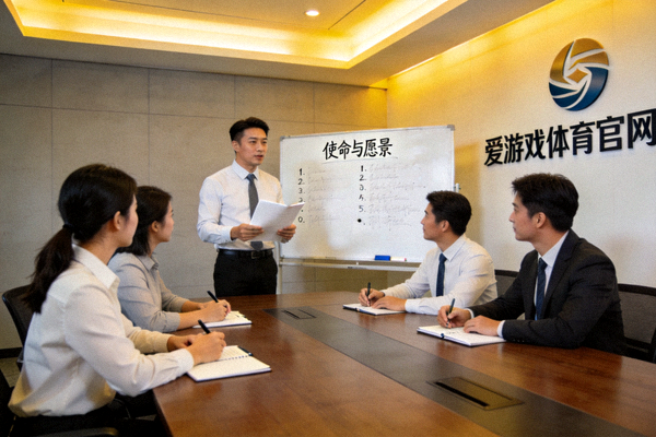 爱游戏体育官网团队在会议室讨论使命与愿景的协作场景