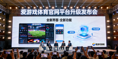 爱游戏体育官网平台升级发布会现场全景照片，展示新Logo与主题