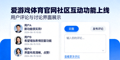 爱游戏体育官网社区互动功能上线示意图，用户评论与讨论界面展示